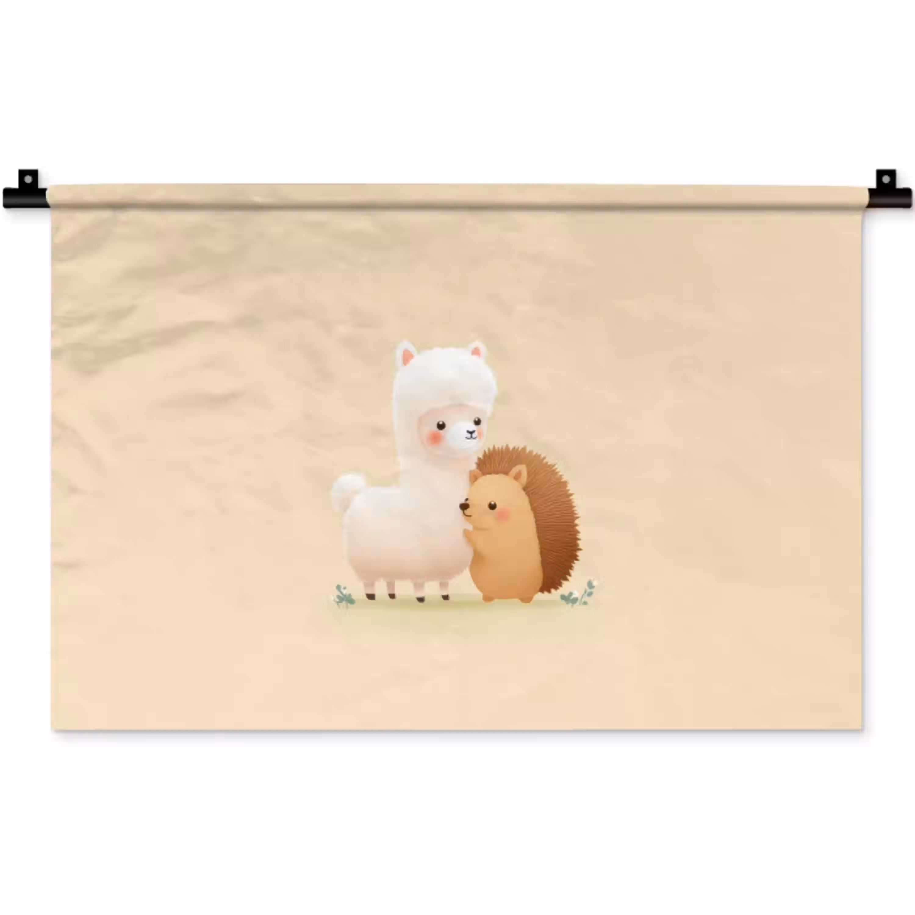 Alpaca - Egel - Bruin - Knuffelen Wandkleed katoen klein -zz3d