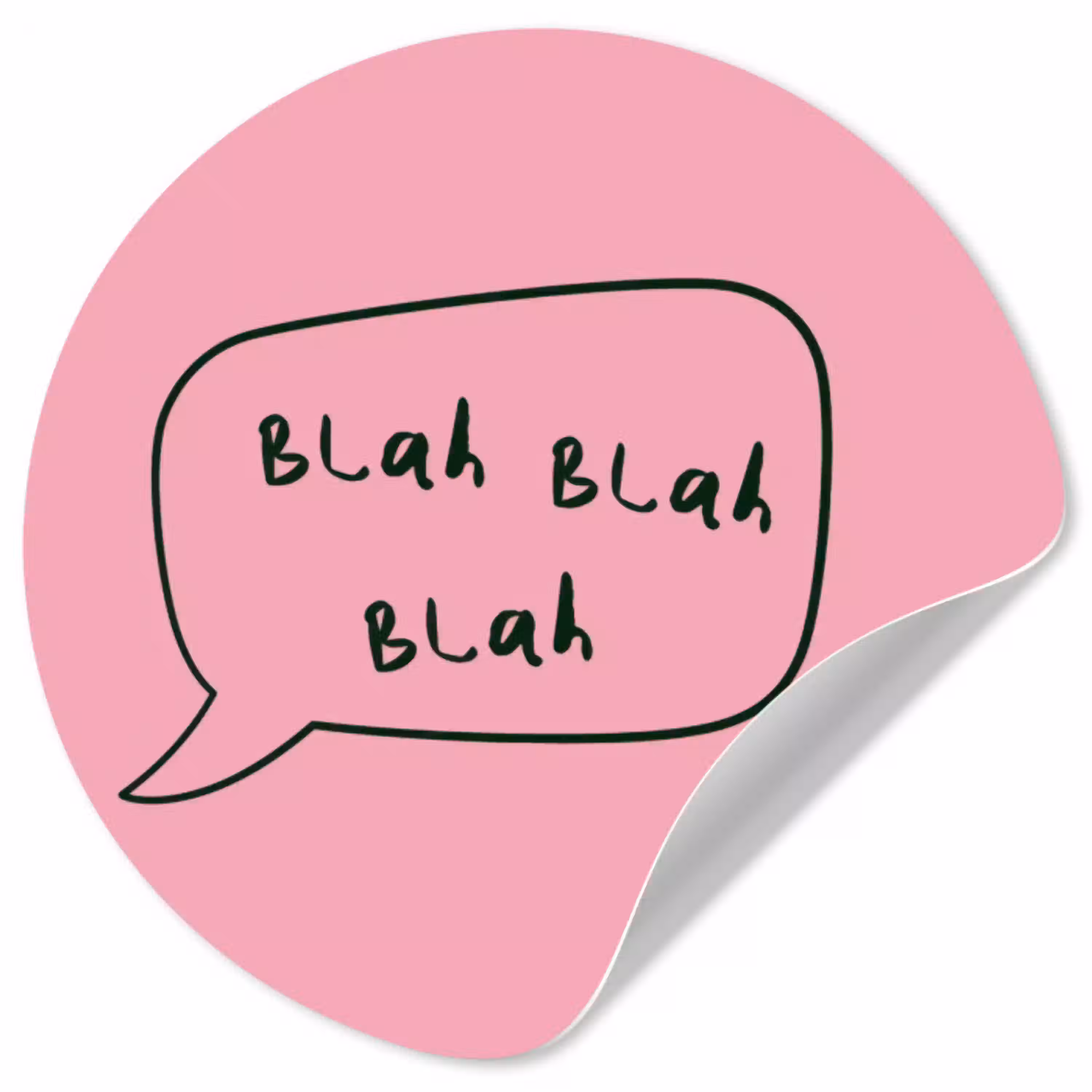 Tekstwolkje - BLAH BLAH BLAH - Roze Wandcirkel behangsticker klein -3d