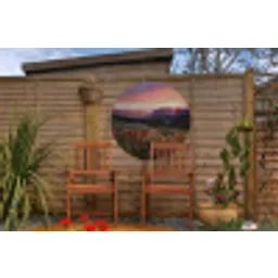 Bloemen - Bergen - Landschap - Nacht - Lucht - Roze Wandcirkel tuinposter met ringen klein -buiten3
