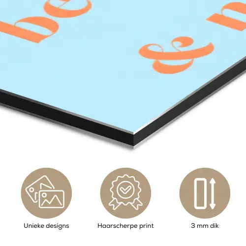 Blauw - Oranje - Just want to be happy & naked aluminium wit klein -closeup_NL