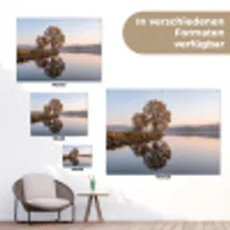 Bomen - Reflectie - Water - Zonsopgang - Serene tuinposter los doek klein -Xsfeer9_DE