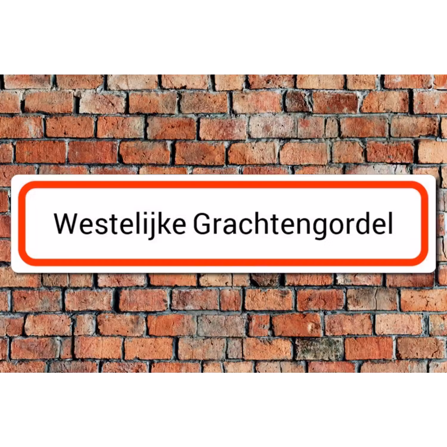 Straatnaambord wit met rood - Ronde hoeken