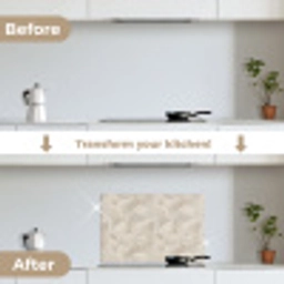 Lijnen - Waaier - Beige keuken achterwand spatscherm klein 900 -voor_na_EN