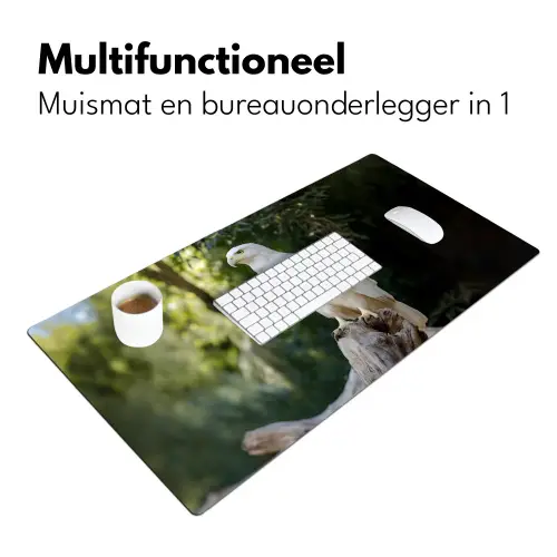 Arend - Hout - Wit - Planten Muismat XXL klein -sfeer4