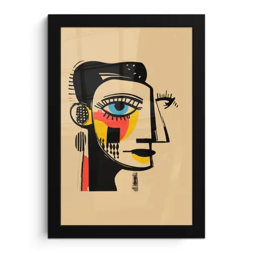 Geometrisch - Felle kleuren - Kubistische stijl fotolijst zwart zonder passe partout klein -3d