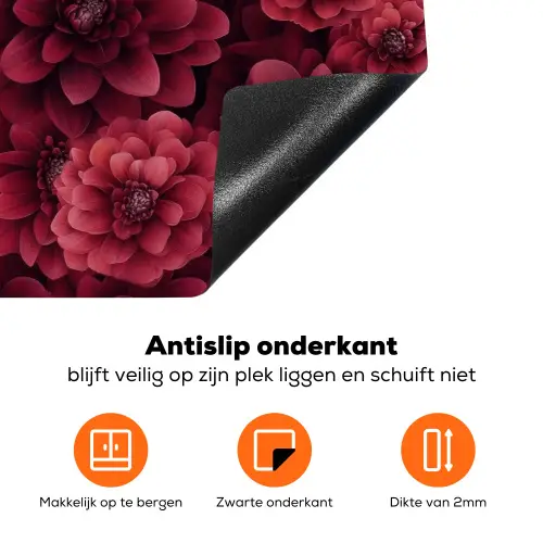 Dahlias - Bloemen - Rood Inductie beschermer vinyl 3mm klein 276 -zzzzzzz-td-onderkant
