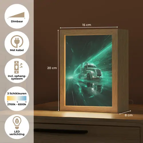 Vrachtwagen - Snelheid - Groen - Neon Light Box met kabel klein -USP_NL