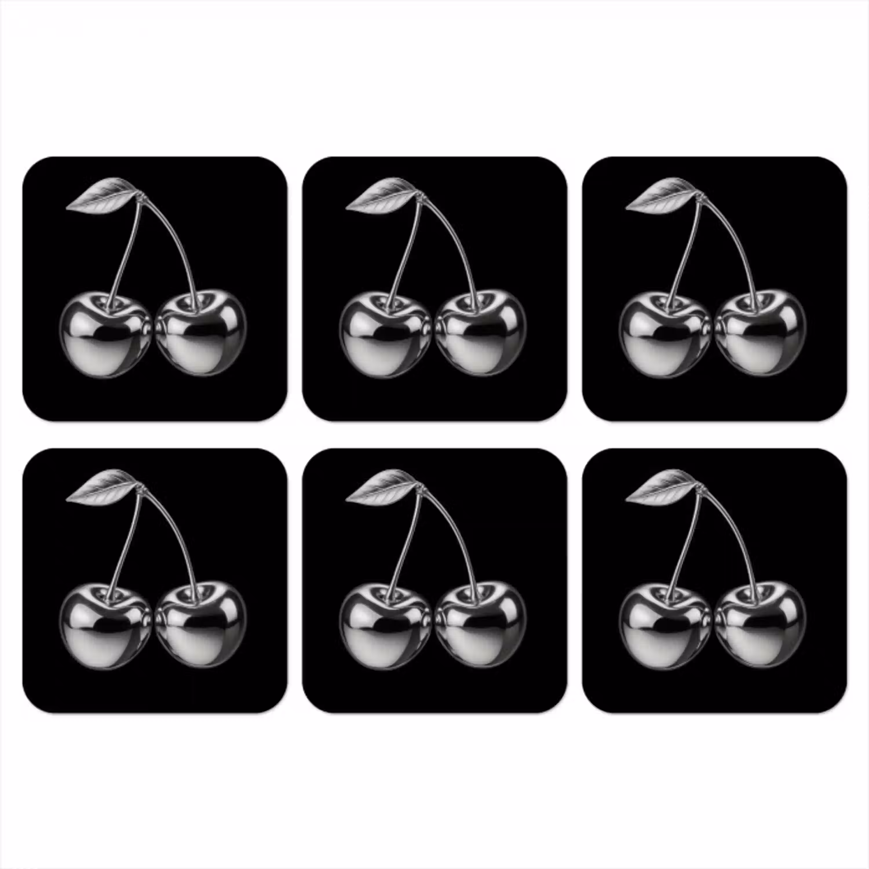 Kers - Luxueus - Metallic onderzetter kurk middel -3d