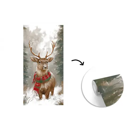 Winter - Bos - Rendier - Donker fotobehang vinyl groot -3d