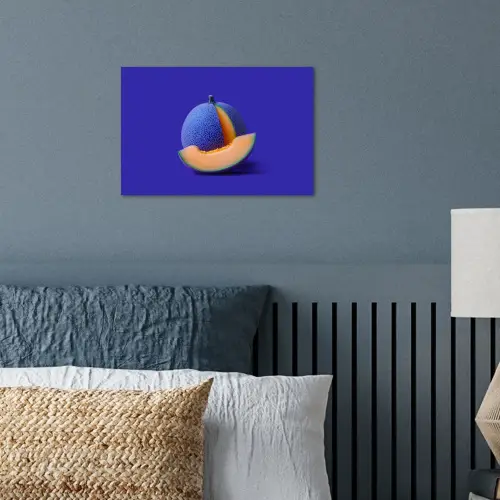 Meloen - Blauw - Oranje - Kunstzinnig poster papier klein -sfeer2