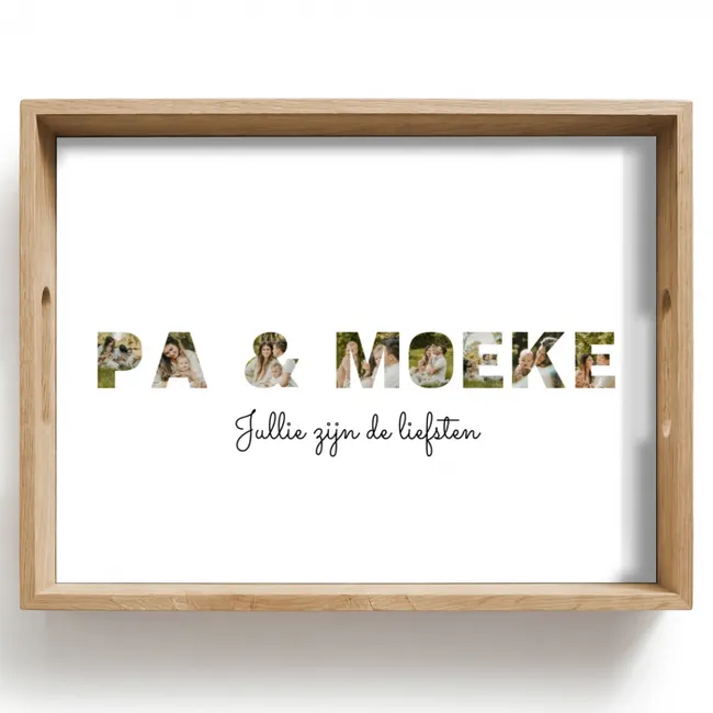 Gepersonaliseerd dienblad - Pa & Moeke - Lettercollage