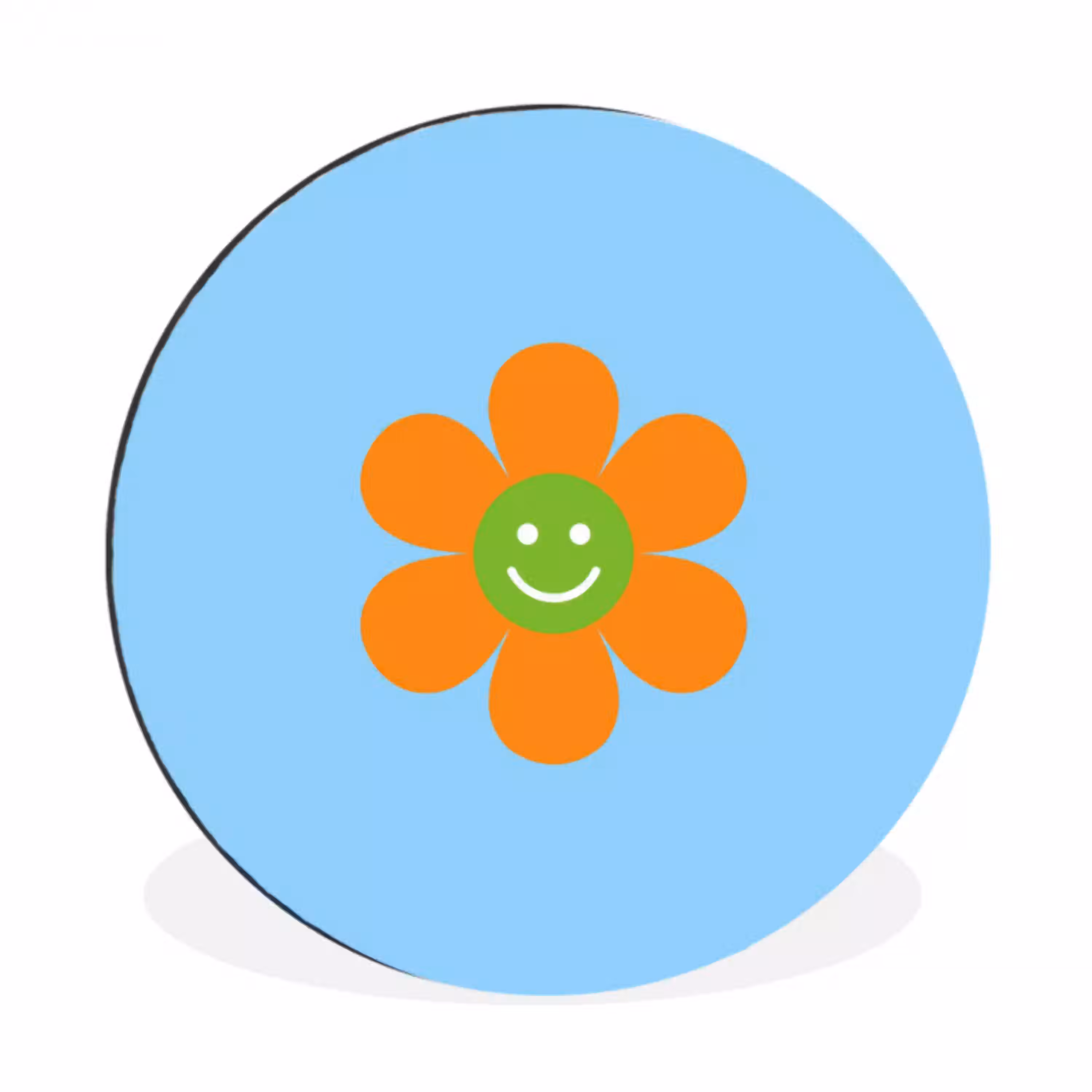 Bloem - Smiley - Kleurrijk Wandcirkel aluminium klein -3d