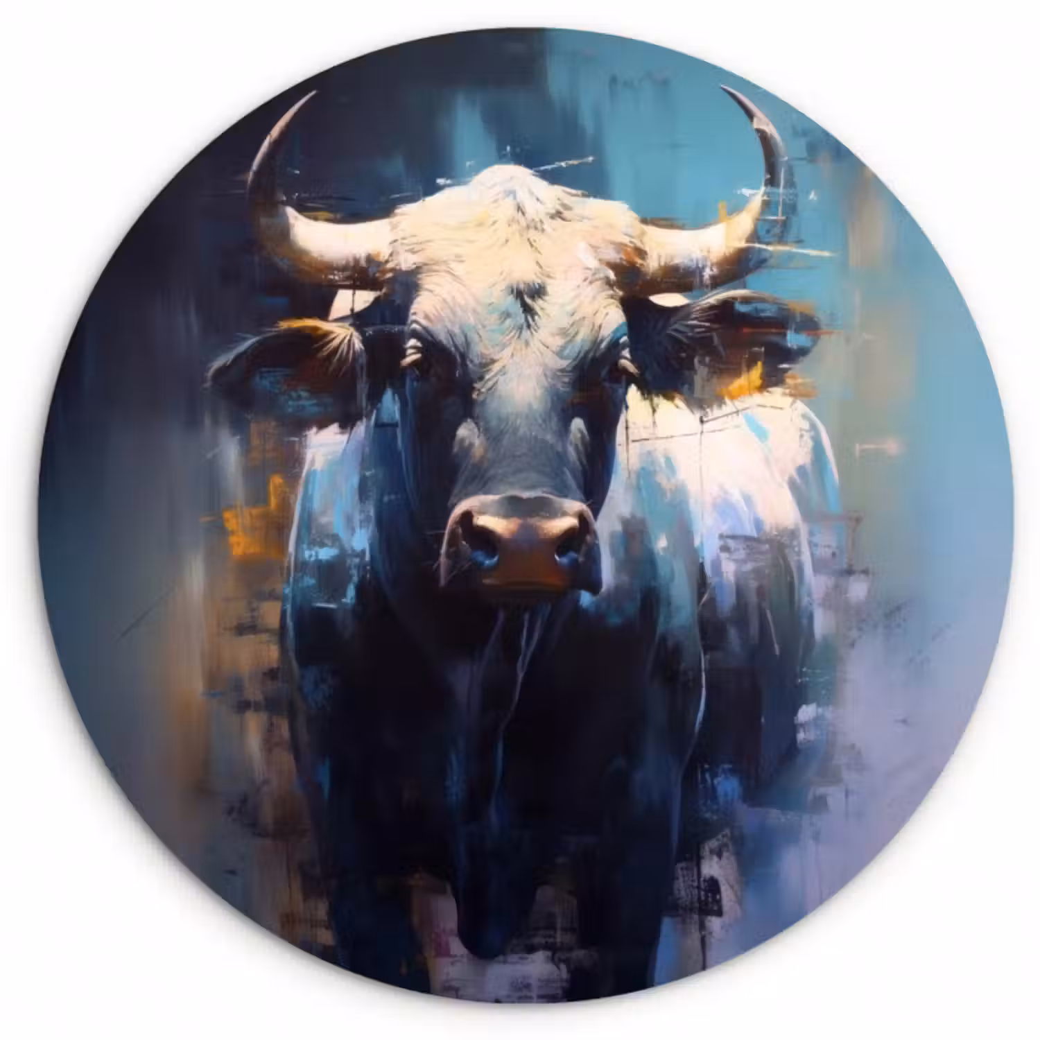 Glasbild Rund - Taurus - Schwarz - Abstrakt - Hörner