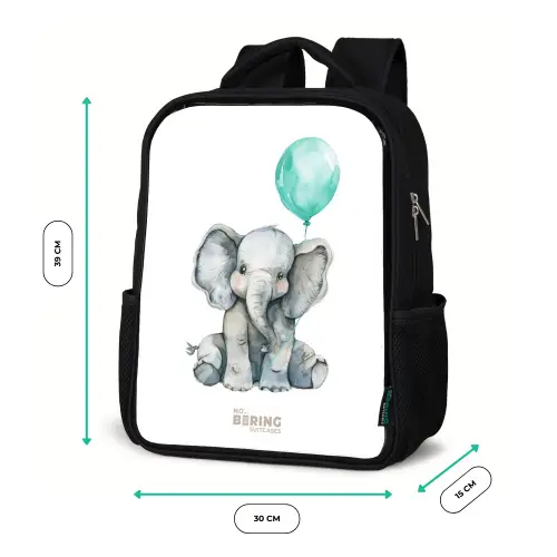 Olifant met blauwe ballon Rugzak - Zwart middel -productfoto_formaten
