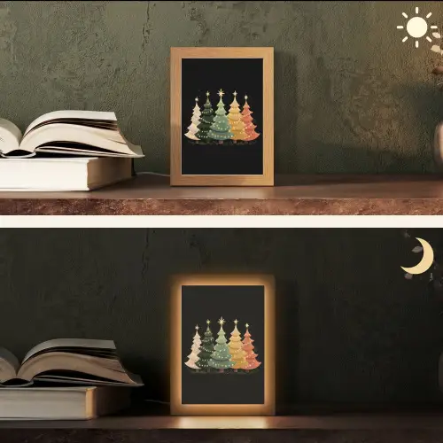 Kerstbomen - Kleurrijk - Lichtjes - Ster Light Box met kabel (Tafellamp) klein -sfeer3