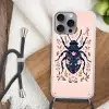 Donkerblauw - Kever - Bloemtakken - Sierlijk Hoesje iPhone 16 Pro Max met koord klein -sfeer4