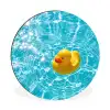 Badeend - Dobberen - Blauw Wandcirkel aluminium klein -3d