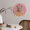Leeuw - Pak - Geruit - Bril Wandcirkel behangsticker klein -sfeer3
