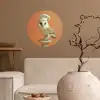 Kerkuil - Koksmuts - Oranje - Vogel Wandcirkel behangsticker klein -sfeer1
