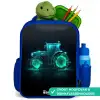 Neontractor op zwarte ondergrond Kinderrugzak - Blauw middel -inhoud_NL