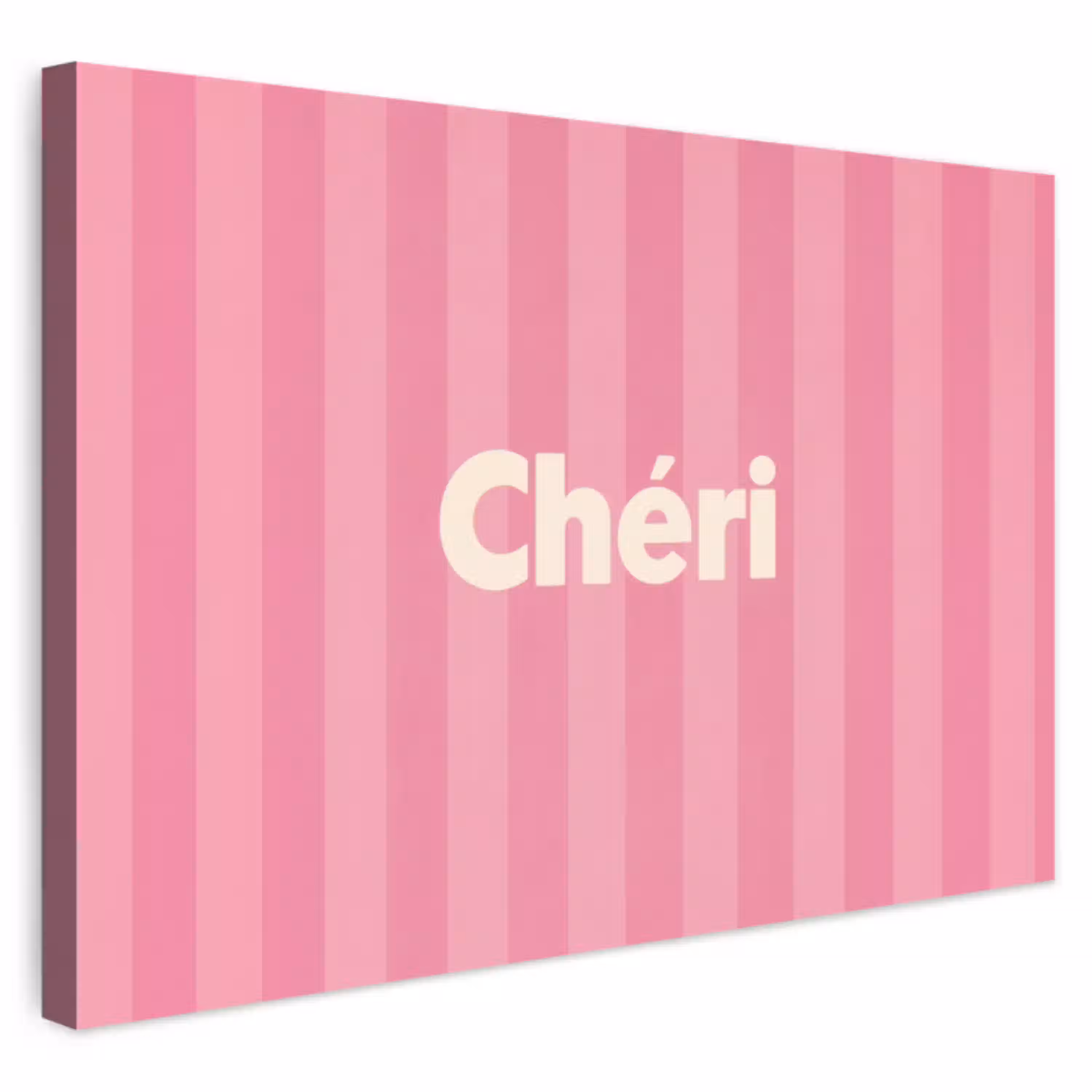 Gestreept - Roze - Chéri Tuinposter op houten frame 2 cm dik klein -3d