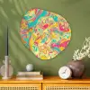 Geel - Roze - Blauw - Retro Wandcirkel Organisch Aluminium middel -sfeer2