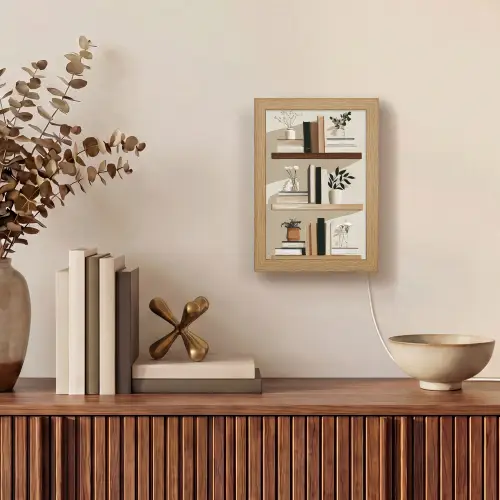 Plankjes - Boeken - Vaasjes - Planten Light Box met kabel (Tafellamp) klein -sfeer2