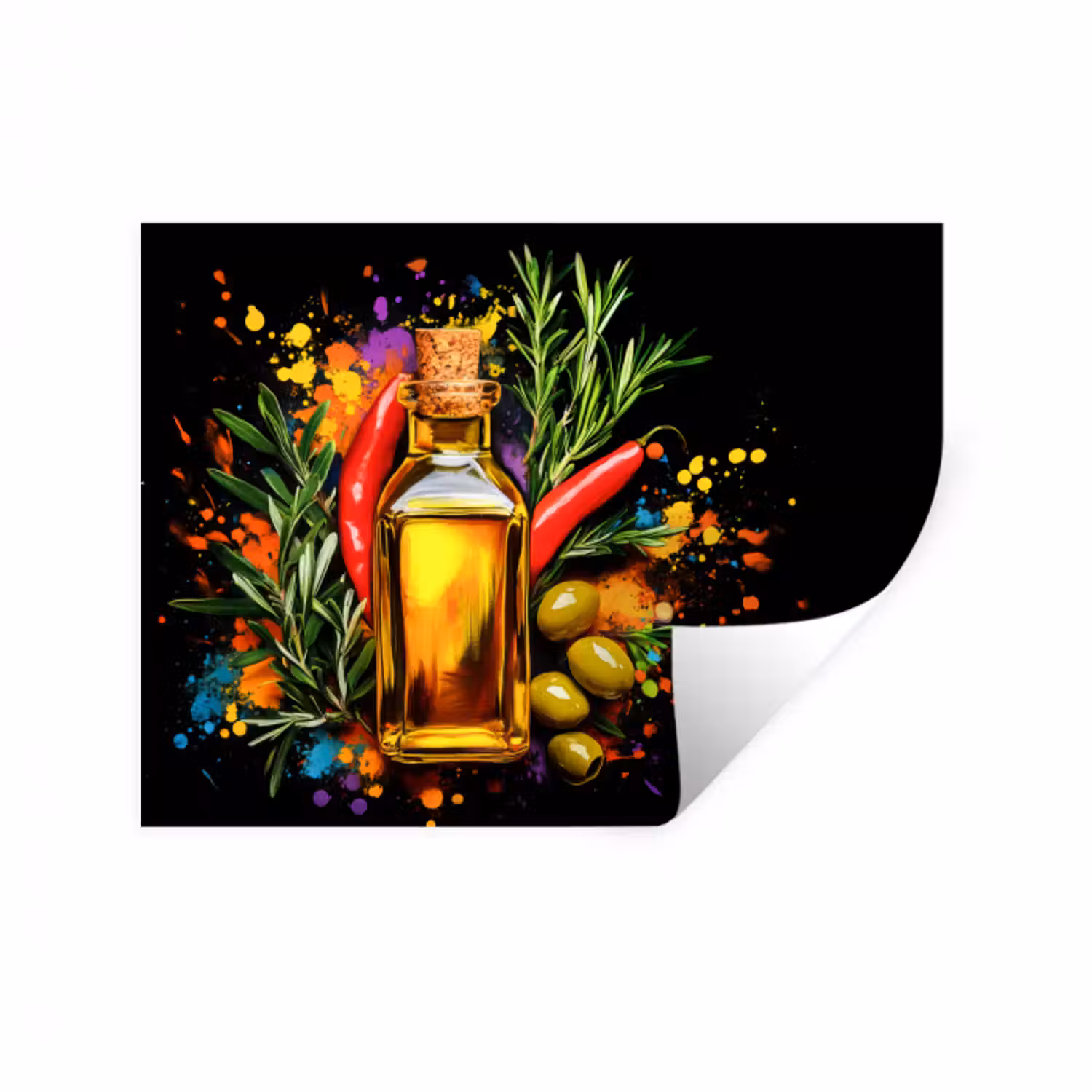 Wandtattoo – Olivenöl - Graffiti - Pfeffer - Oliven - Modern