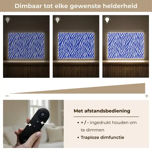 Zebra - Patroon - Kobalt - Blauw Light Box met batterij (Wandlamp) middel 907 -USP_dimbaarNL