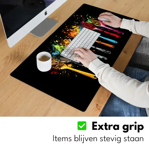 Lepels - Kruiden - Modern - Graffiti - Verf - Kleurrijk Muismat XXL klein -sfeer3