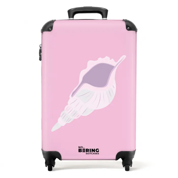 Summer memories - Schelpenkunst op roze NBS - Handbagage koffer - Kinderen Unisex middel -productfoto_recht
