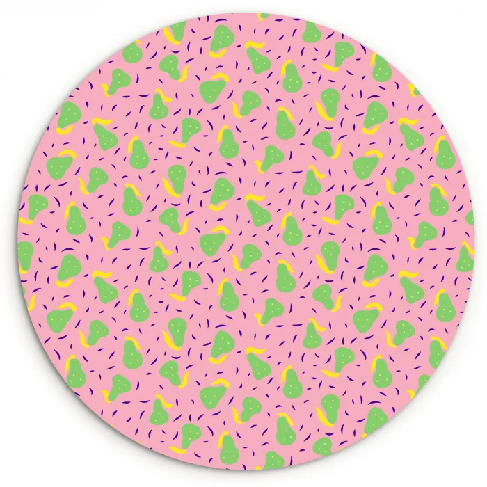 Roze - Streepjes - Groen - Peer Wandcirkel kunststof plaat 5mm dik klein 188 -3d