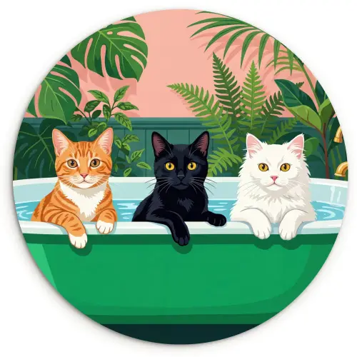 Badkamer - Kattenparade - Kleurrijk Wandcirkel kunststof plaat 5mm dik klein -3d