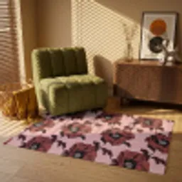 Bloemen - Retro - Rood Vloerkleed Rechthoek klein 1091 -atmosphere_sfeer1_global