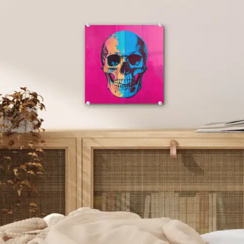 Neon - Blauw - Pop-art - Schedel plexiglas 5mm klein -sfeer4