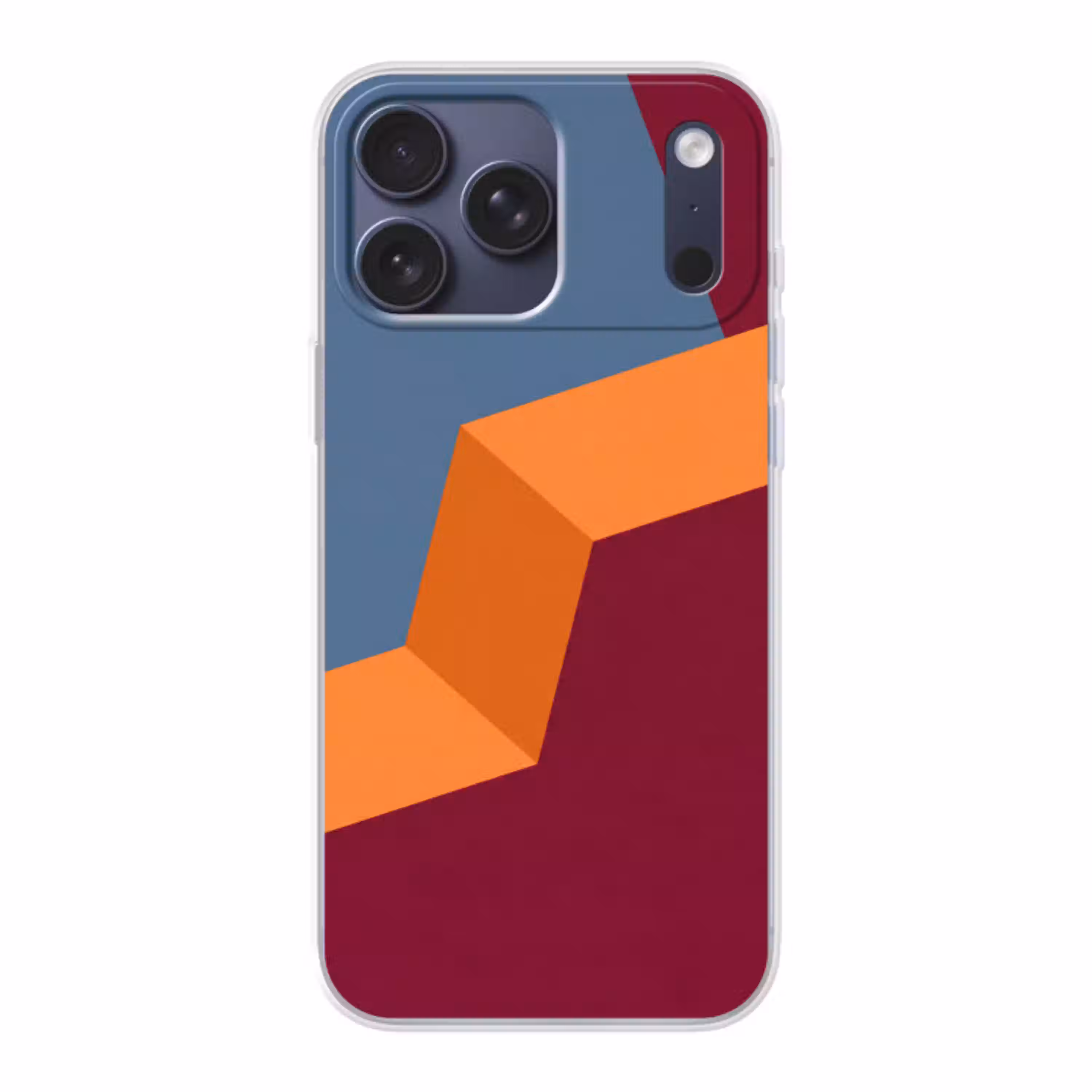 Abstract - Vormen - Modern - Blauw - Oranje Telefoonhoesje iPhone 17 Pro Max klein -3d
