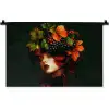 Vrouw - Rood - Groen - Druiven Wandkleed katoen klein -zz3d