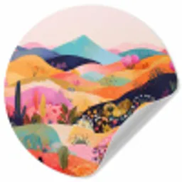 Golvende heuvels - Abstracte planten - Dromerig Wandcirkel behangsticker klein -3d