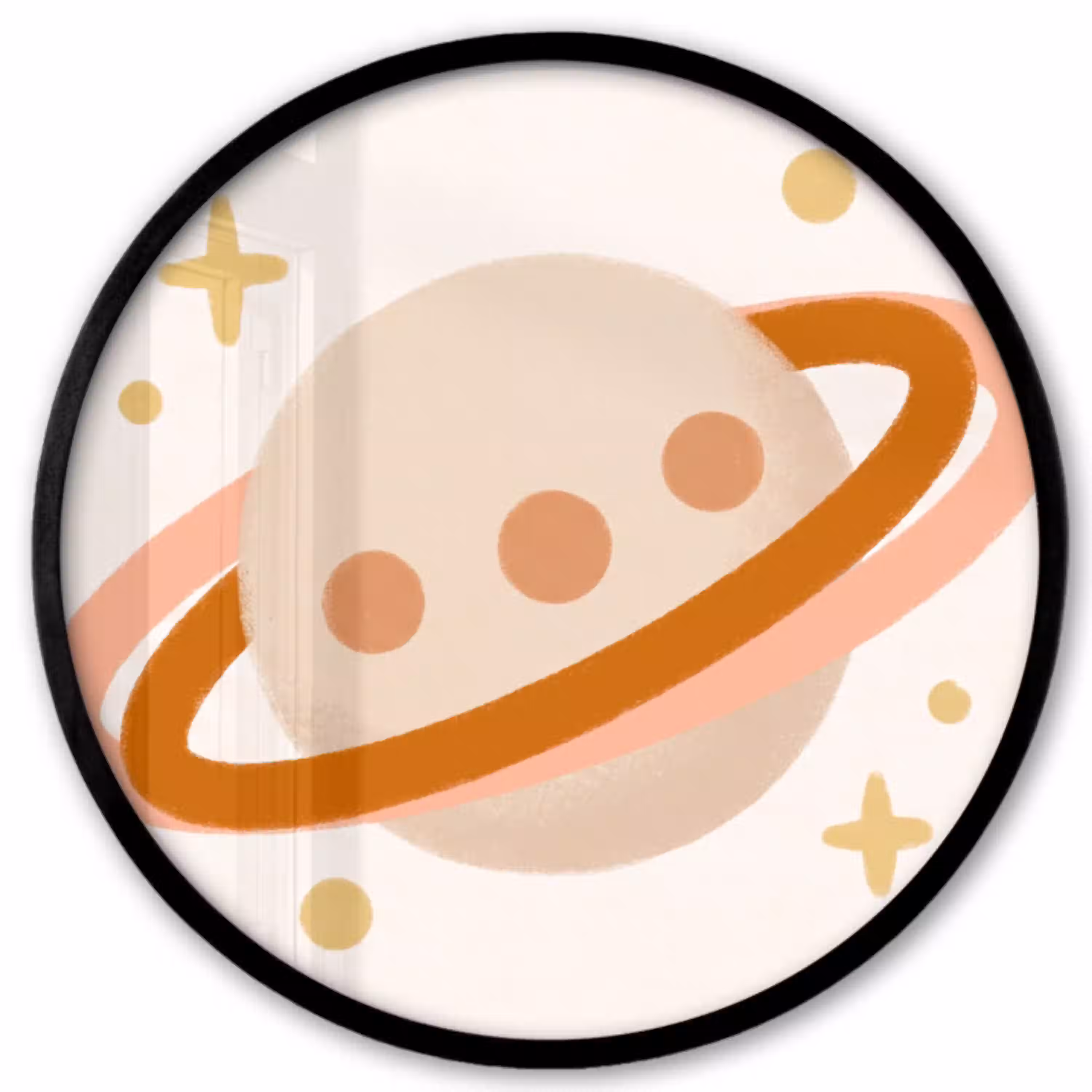 Planeet - Ringen - Ruimte - Illustratie - Beige Fotolijst rond zonder passe partout klein -3d