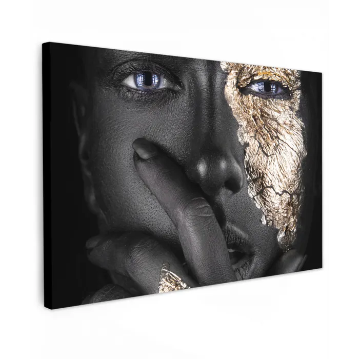 Vrouw - Goud - Zwart - Schmink - Luxe canvas 2cm klein -z3d