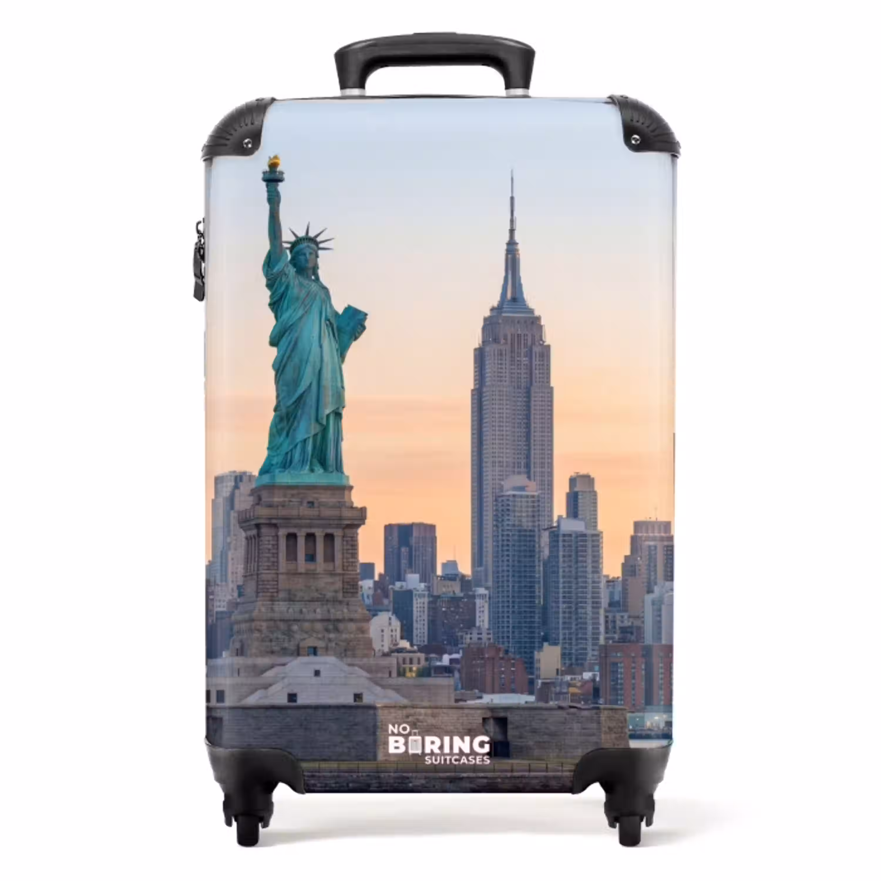 Vrijheidsbeeld - New York - Zonsopgang - Stad - Architectuur NBS - Handbagage koffer - Volwassenen Unisex middel -productfoto_recht