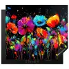 Bloemen - Kleurrijk - Spetters Inductie beschermer vinyl 3mm middel -3d