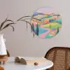 Landschap - Paars - Pastel - Huizen Akoestische PET Vilt - Rond klein -sfeer3
