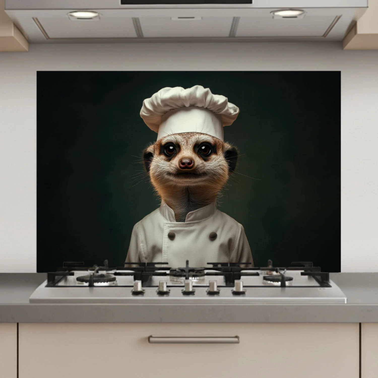 Dier - Kok - Stokstaartje keuken achterwand spatscherm klein -3d_website