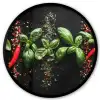 Chilipepers - Basilicum - Blaadjes - Rood Fotolijst rond zonder passe partout klein -3d