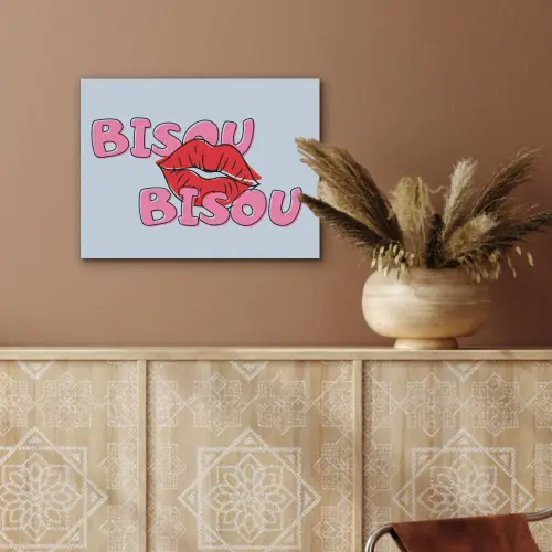 Bisou - Blauw - Roze - Lippen PET vilt klein -sfeer4