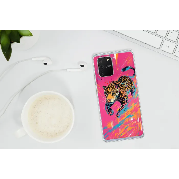 Luipaard - Roze - Oranje - Blauw - Verf Telefoonhoesje Samsung Galaxy S10 Lite klein -oordopS10Lite