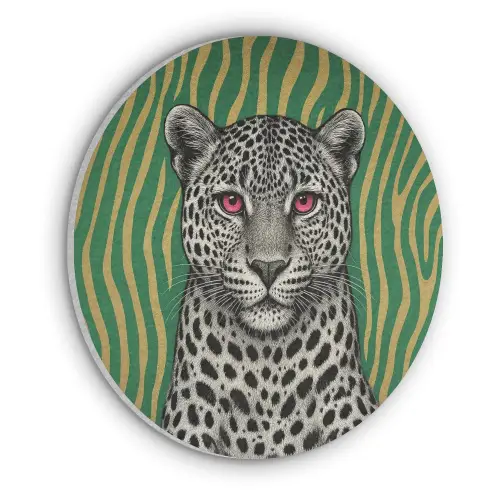 Panter - Zebrapatroon - Groen Akoestische PET Vilt - Rond klein -3d