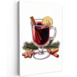 Wijn - Drinken - Gluhwein - Winter - Illustratie - Kerst Tuinposter op houten frame 2 cm dik middel -3d