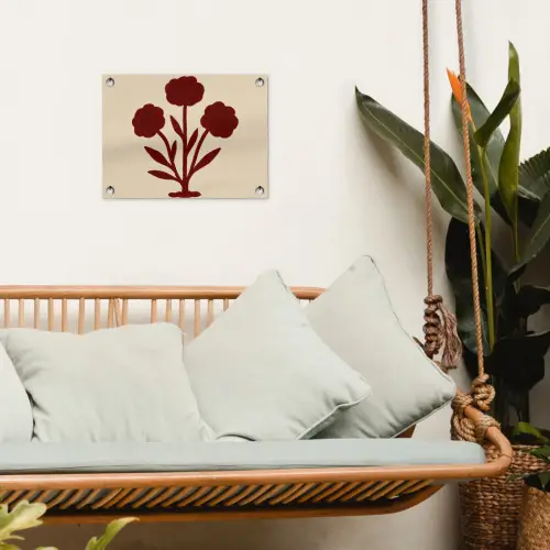 Bloemen - Bladeren - Rood - Minimalistisch tuinposter los doek klein -sfeer7